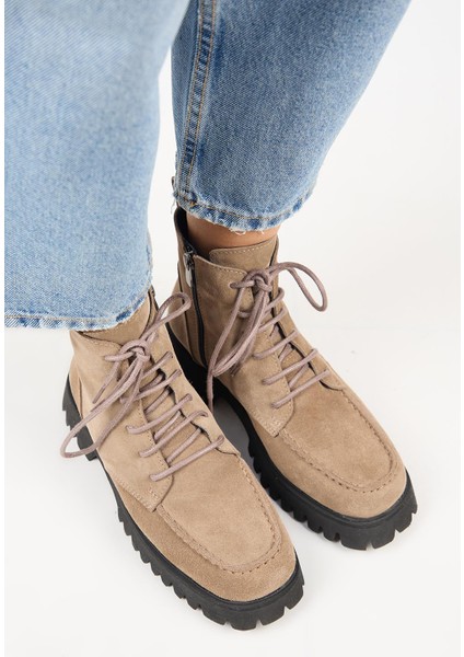 (Valentina) Kadın Deri Bağcıklı Vizon Bot modelleri