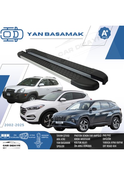 Hyundai Tucson 3 Nirvana Alüminyum Yan Basamak Marşpiyel Koruma 2015>2016>2017>2018>2019>2020>2024