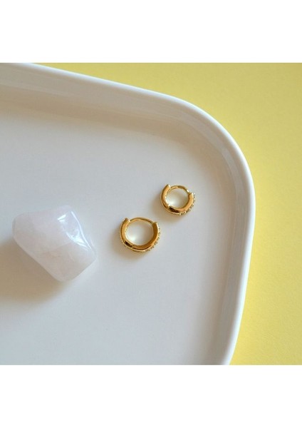 Iki Parça Gold Taşlı Halka Piercing Tragus Helix Forward Helix Kıkırdak (6 mm ve 8 Mm)
