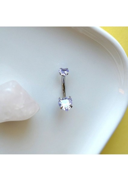 316 L Çelik Zirkon Taşlı Kalp Göbek Piercingi Taşlı Kalpli Göbek Piercingi Silver Renk fiyatları