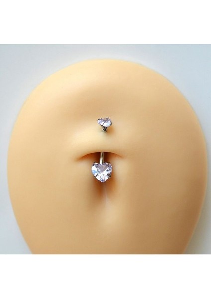 316 L Çelik Zirkon Taşlı Kalp Göbek Piercingi Taşlı Kalpli Göbek Piercingi Silver Renk fırsatları
