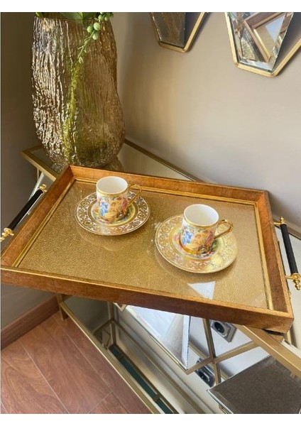 Desenli Lüx Sunum Tepsisi 47X30 cm ALTIN-102 LUXTRAY-102
