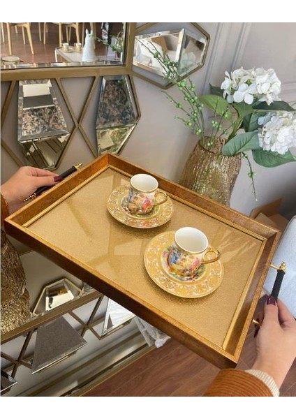 Desenli Lüx Sunum Tepsisi 47X30 cm ALTIN-102 LUXTRAY-102