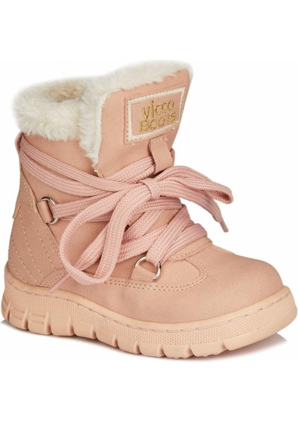 946.B20K.222-114 Kappa Kürklü Fermuarlı Pudra Kız Çocuk Bot