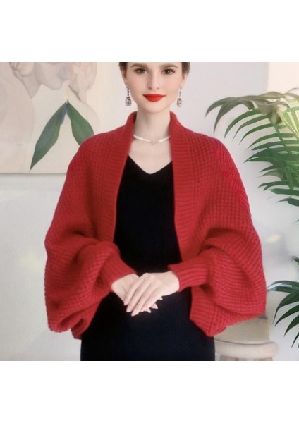 Kadınlar Için Örme Düz Renk Modaya Uygun Çok Yönlü Gevşek Şal Yabancı Tarzda Sonbahar ve Kış Uzun Kollu Hırka (Yurt Dışından)