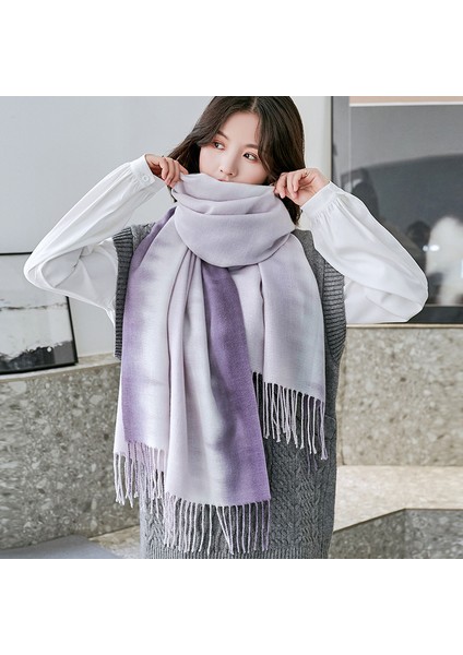 Yeni Kış Batik Degrade Eşarp Kore Sıcak Kadın Şal Çok Yönlü Eşarp Taklit Kaşmir Baskılı Eşarp (Yurt Dışından)