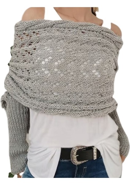 Uzun Içi Boş Çift Kollu Şal Avrupa ve Amerika Sonbahar ve Kış Üst Düzey Çapraz Askısız Kraliyet Örgü Atkı (Yurt Dışından)