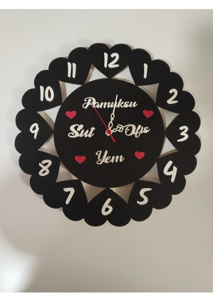 Salon-Oda-Iş Yeri Kaliteli Duvar Saati 3mm Mdf Siyah-Beyaz Çok Şık Tasarım