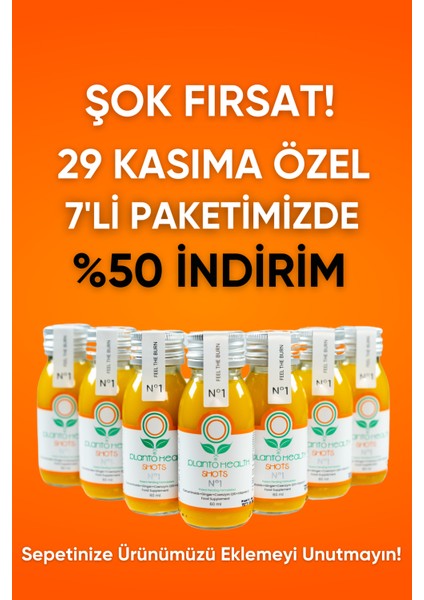 Plantohealth Shots No1 (Kurkumin+Zencefil+Vitamin C+Koenzim Q10)-Avantajlı Yedili Paket