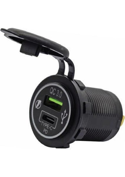 USB Soketi 12-24V (Usb+Type C)