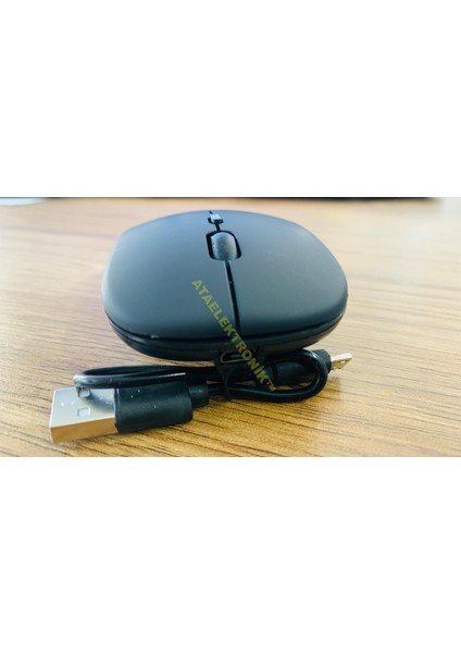 Mat SİYAH Slim Sessiz ŞARJ EDİLEBİLİR Pilli Bataryalı Laptop Uyumlu Kablosuz Wıreless Optik Fare Mouse 2.4GHZ SESSİZ TIKLAMA KENDİNDEN PİLLİ