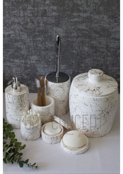 Altın renkli 7+ parça beton banyo seti, şık ve modern tasarım fiyatları