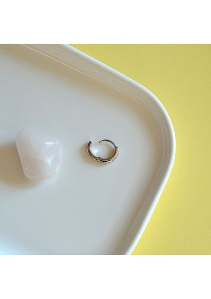 8 mm Silver Renk Taşlı Halka Piercing Tragus Helix Forward Helix Kıkırdak