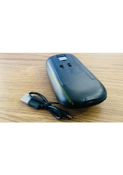 Slim ŞARJ EDİLEBİLİR Kablosuz MOUSE MAT SİYAH 2.4Ghz 10 METRE ÇEKİM MESAFESİ Sessiz TIK - MAC OS LİNUX WİNDOWS uyumlu