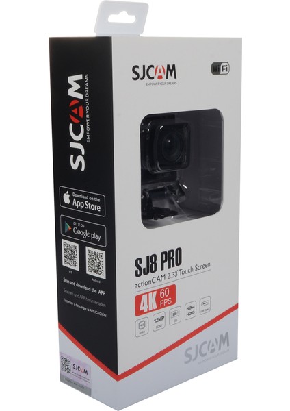 SJCAM SJ8 Pro 2.33” 5GHz WiFi 4K60 UHD 8X Dijital Zoom 170° Geniş Açı 240FPS Ağır Çekim 6-Eksenli Jiroskop Sabitleme H.265 1200mAh Ultra Geniş Batarya Çift Mikrofon Aksiyon Kamerası Siyah