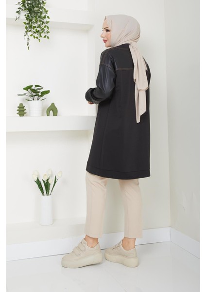 Kadın Tunik Tesettür Mevsimlik Deri Kombinli 61023 fırsatları