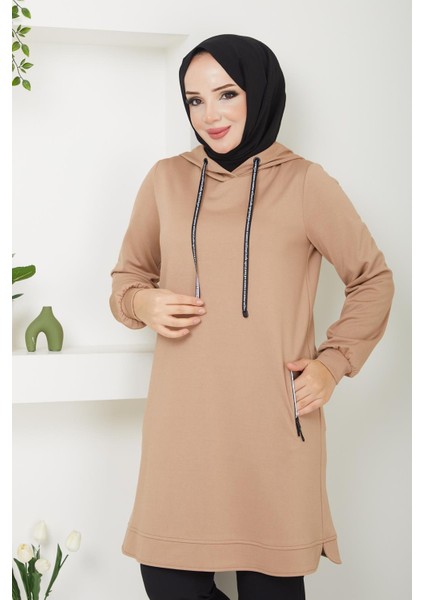 Mevsimlik Kadın Tunik Kapşonlu Cepli 61019Y modelleri