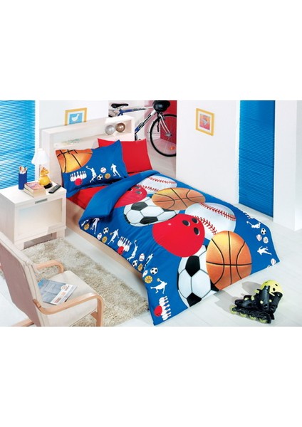 -Ball Mavi Tek Kişilik Nevresim Takımı