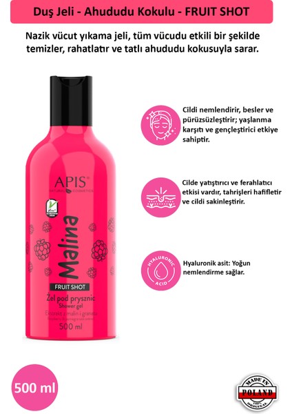Duş Jeli - Ahududu Kokulu - FRUIT SHOT - 500 Ml