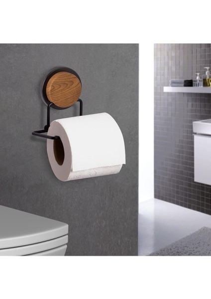 Tekno Trust Ahşap Desenli Magic Fix Sihirli Yapışkan Siyah Wc Kağıtlık