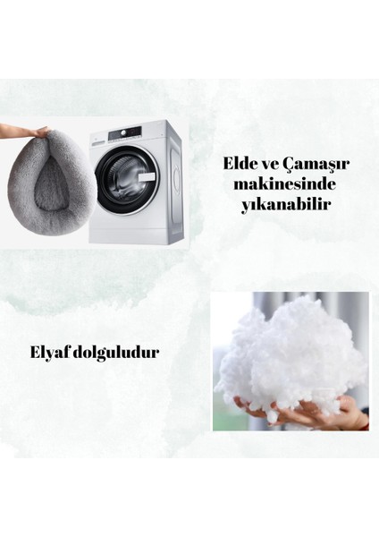 Ultrasoft Peluş Kedi ve Köpek Yatağı -Donut Yatak-Sakinleştirici Etkili-Yerli Üretim