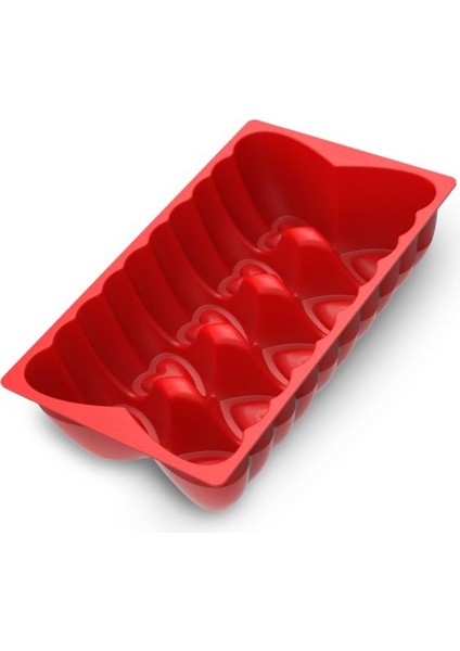 Kalp Desenli Risotto Silikon Baton Kek Kalıbı 26x16 cm Kırmızı fırsatları