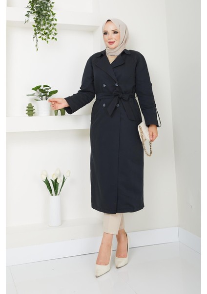 Tesettür Mevsimlik Kışlık Kadın Trençkot Içi Kürklü Astarlı 20245