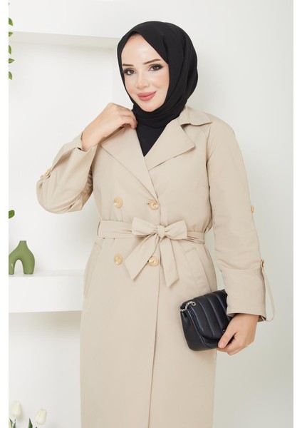 Tesettür Mevsimlik Kışlık Kadın Trençkot Içi Kürklü Astarlı 20245 modelleri