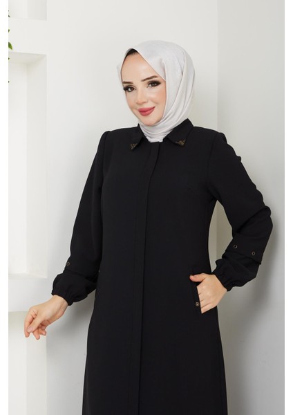 Kadın Yazlık Pardesü Ferace Fermuarlı Büyük Beden Fermuarlı 4935