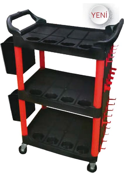 NTTC02 3 Raflı Aksesuarlı Alet Taşıma Arabası