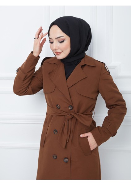 Çift Düğme Mevsimlik Kadın Spor Trençkot Içi Kürklü 20242 fırsatları