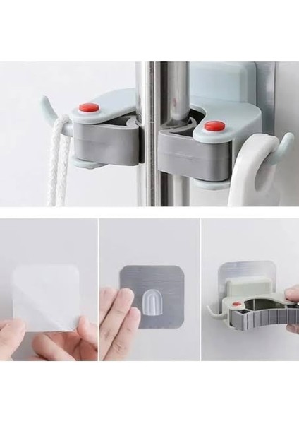 Paspas Süpürge Fırça ve Mop Askısı Sap Tutucu Mutfak Banyo Askı