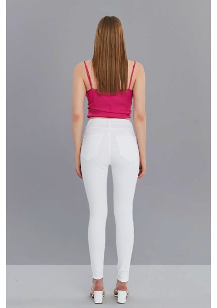 Kadın Yüksek Bel Dar Paça Süper Skinny Fit Esnek Bilek Boy Denim Jean Kot Pantolon C596 modelleri