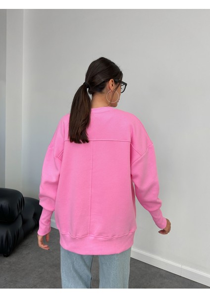 Oversize Şardonlu Yırtmaç Detaylı Sweat