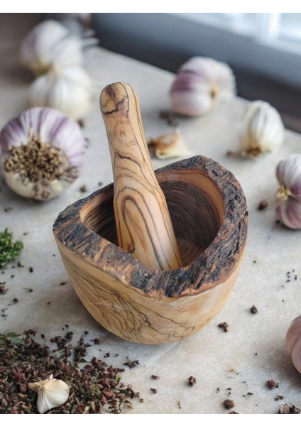 Hamdal Home Zeytin Ağacı El Yapımı Havan Kabuk Detaylı Kütüklü Doğal El Işçiliği Havan fırsatları