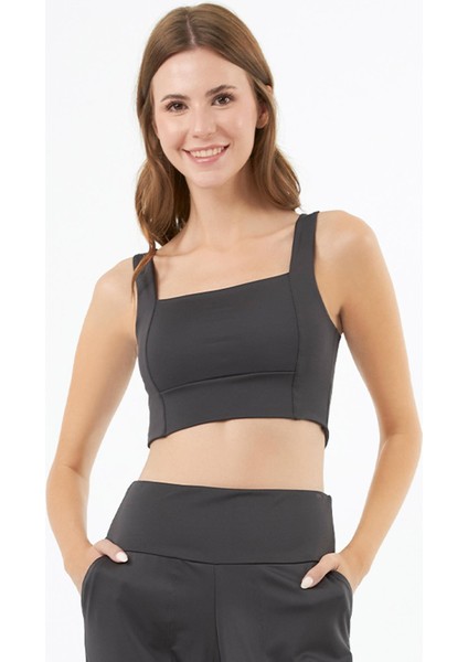 Füme Kare Yaka Crop Top Büstiyer