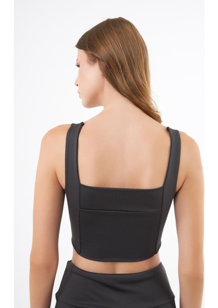 Füme Kare Yaka Crop Top Büstiyer