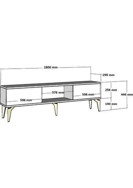 Asya 180 cm Tv Sehpası (Alt Modül) Ceviz-Antrasit