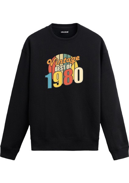 Best Of Vintage 1980 Limited Editiondoğum Tarihi Baskılı Doğum Günü Hediyesi Vintage Retro Sweatshirt
