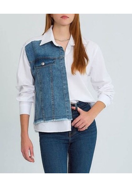 Kot Detaylı Kadın Gömlek