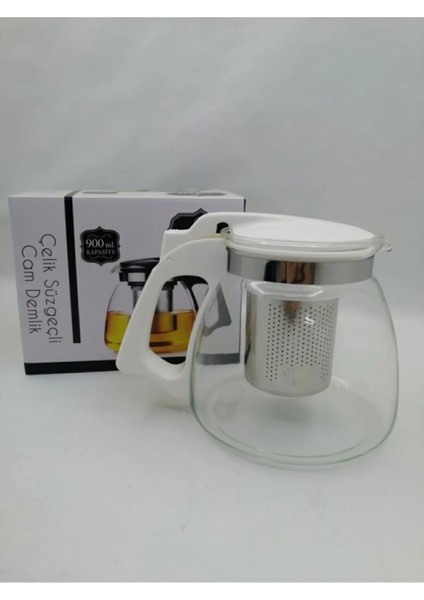 Çelik Süzgeçli Cam Demlik 900 Ml. TURK-8882 - NEF9141-2708