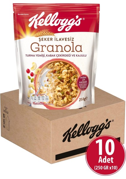 Şeker Ilavesiz Granola Turna Yemişi, Kabak Çekirdeği ve Kajulu 250 gr x 10 Adet, %42 Yulaf Içerir