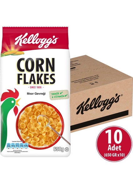 Corn Flakes Kahvaltılık Mısır Gevreği 650 gr x 10 Adet