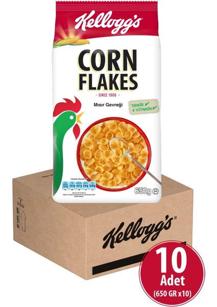 Corn Flakes Kahvaltılık Mısır Gevreği 650 gr x 10 Adet