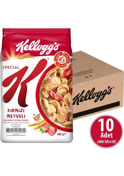 Special K Kırmızı Meyveli Kahvaltılık Tam Buğday ve Pirinç Gevreği 400 gr x 10 Adet