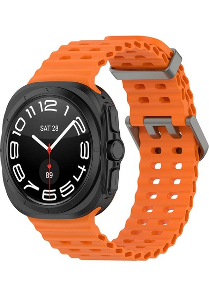 Samsung Galaxy Watch 7 Ultra 47MM ile Uyumlu Delikli Oluklu Silikon Kordon Kayış - FC863