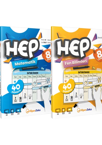8.sınıf Haftalık Hep Matematik ve Fen Bilimleri 40 Deneme - Hiper Zeka