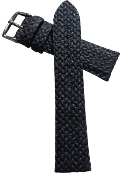 Her Saate Uygun El Yapımı Hasır Görünümlü 22 mm Silikon Siyah