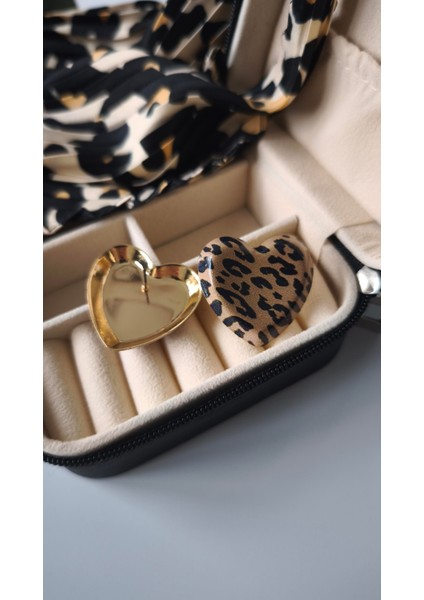 Leopar Desen Kalp Küpe