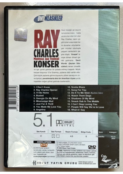 Ray Charles - Montreux Jazz Festivali Konser DVD CD